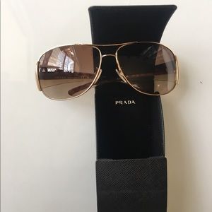 Prada Gold and Brown Aviator Unisex